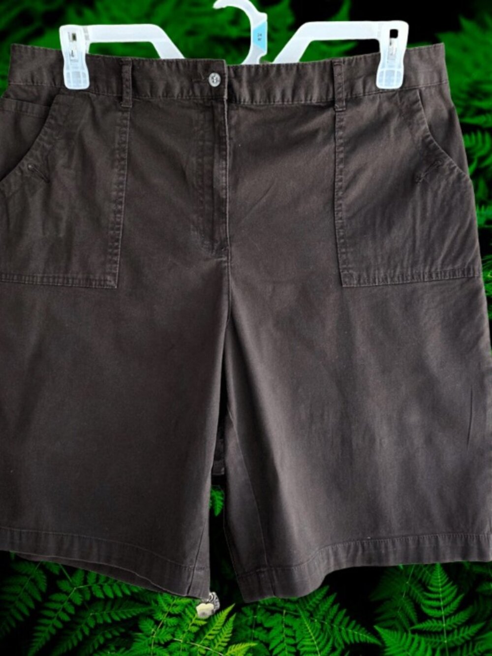 Karen Scott Womens Casual Bermuda Short Utility Pockets Cotton Brown Size 16